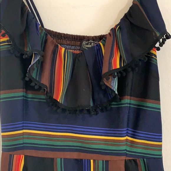 Voodoo Vixen dark rainbow serape Pom Pom dress - Picture 4 of 6